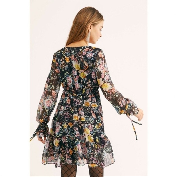 Free People Closer To The Heart Mini Dress Black Multi Floral Dress - Picture 5 of 16